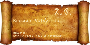 Kresser Valéria névjegykártya